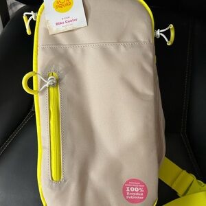 Beige and Yellow Bike Cooler Bag